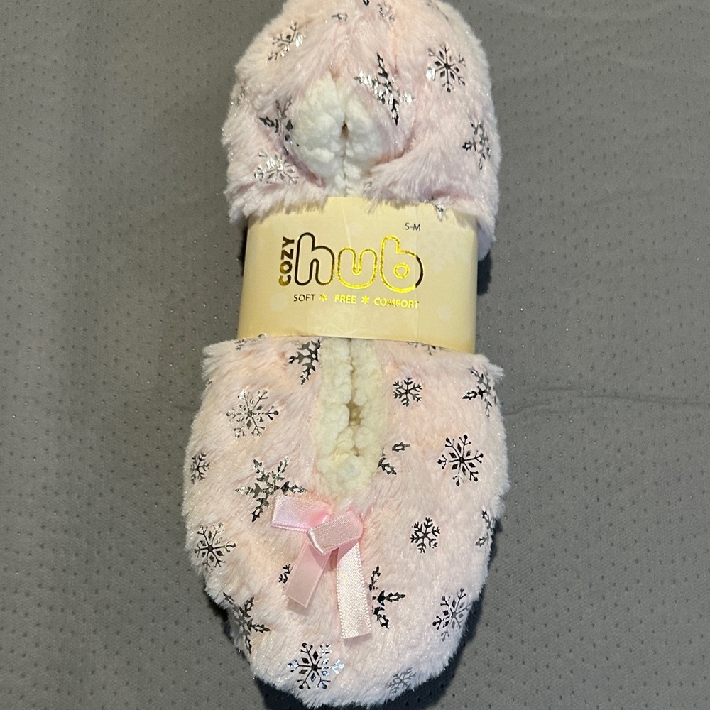 Pink Snowflake Womens Slippers